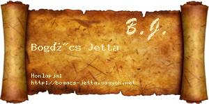 Bogács Jetta névjegykártya